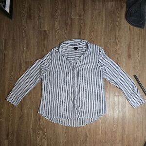 Worthington Striped Button Down Top